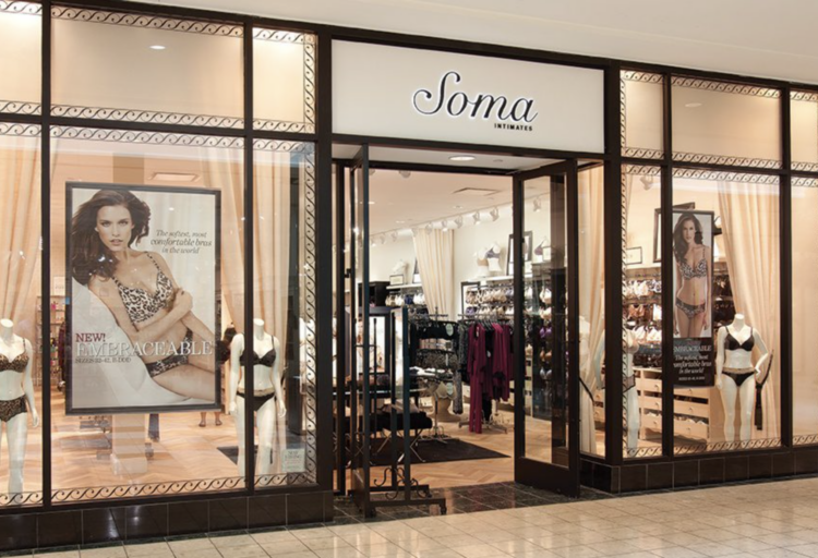 front of a Soma Intimates store in a shopping mall